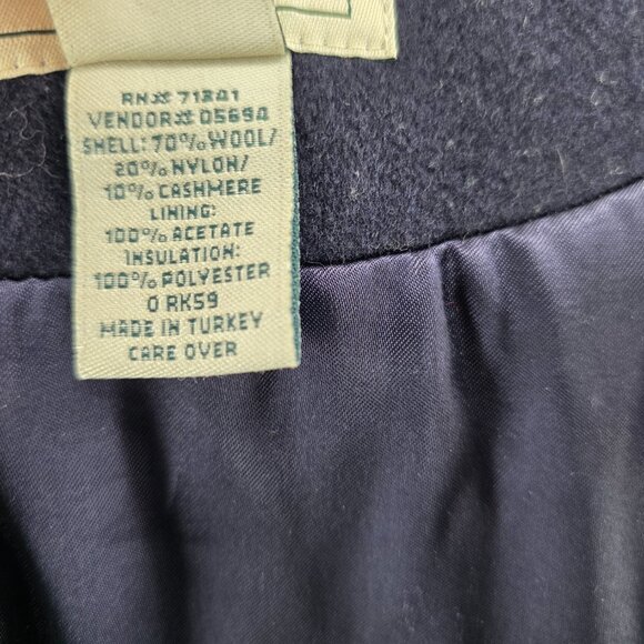 Vintage L.L. Bean Women’s Navy Wool Cashmere Blend Double-Breasted Pea Coat Size - Picture 14 of 16